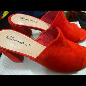 Red slip on women sandals
